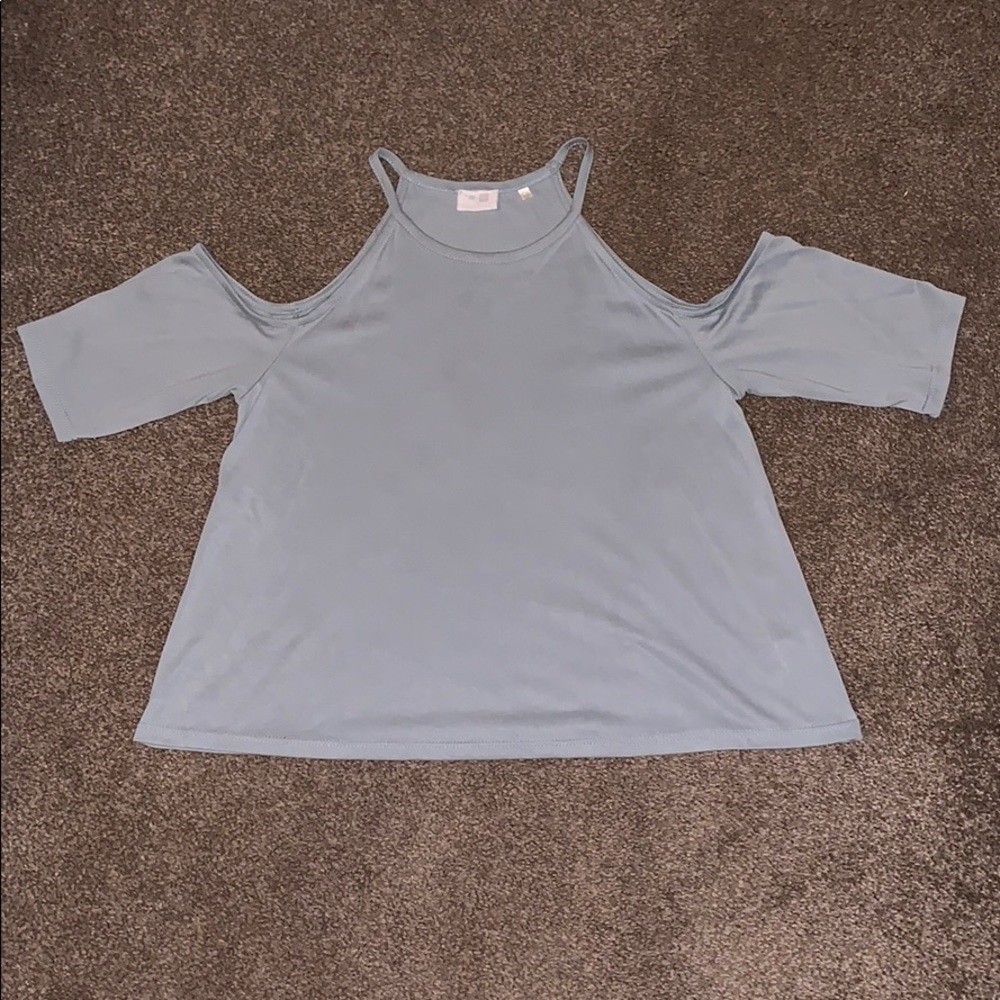 Light blue off the shoulder top